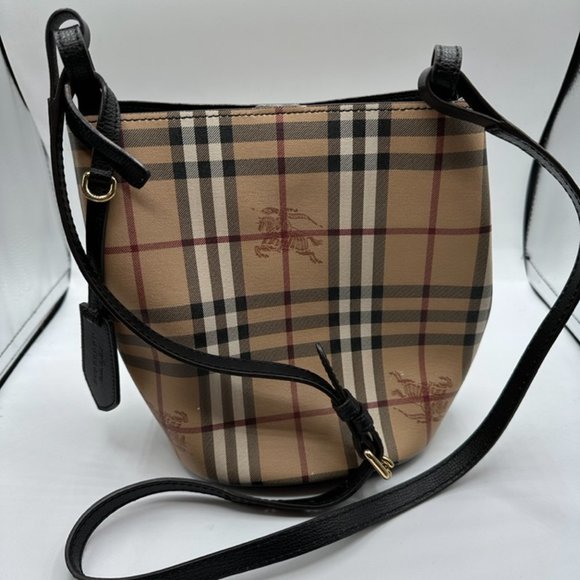 Burberry Bags Burberry Haymarket Check Colours Small Lorne Bucket Crossbody Black Poshmark